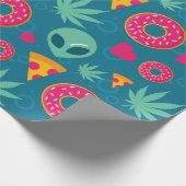 Lustige Alien Hanf Cadeaupapier (Hoek)