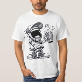 Lustige Cartoonfi Freak Biertrinker "LOL" Comic T-shirt