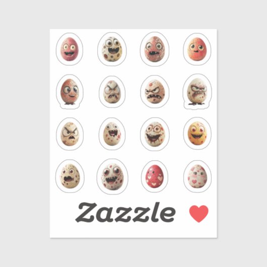 Lustige Chibi-Ostereier-Sticker – 16 Stück Sticker (Vel)