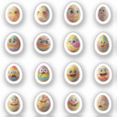 Lustige Chibi-Ostereier-Sticker – 16 Stück Sticker (Voorkant)