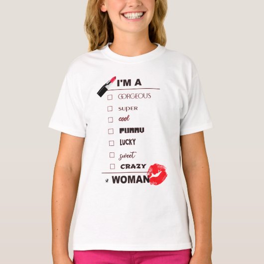Lustige Inschrift mit rotem Lippenstift und Lippen T-shirt (Voorkant)