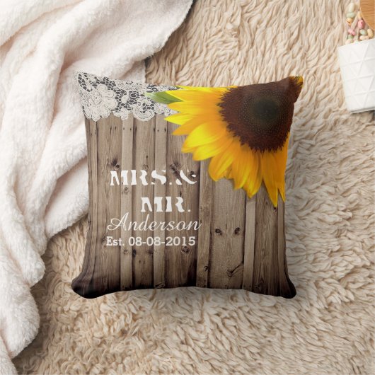 lustige lace - zonnebloem - bruiloft kussen (Deken)