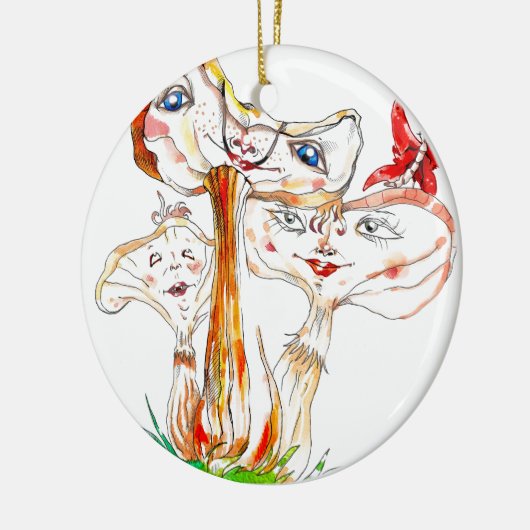 Lustige Pilze Keramisch Ornament (Links)