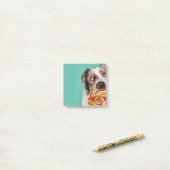 Lustiger Australian Shepherd Hund mit Lolli Post-it® Notes (Op bureau)