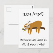 Lustiger Faultier Spruch Geschenk Postkarte Briefkaart (Voorkant / Achterkant)