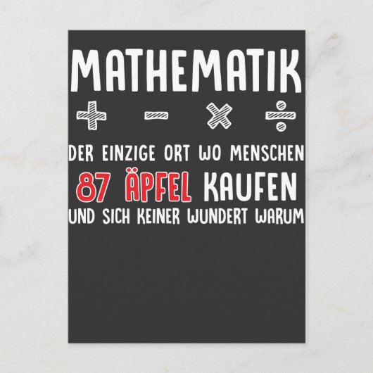 Lustiger Mathe Nerd Spruch Mathematik Schule Briefkaart (Voorkant)
