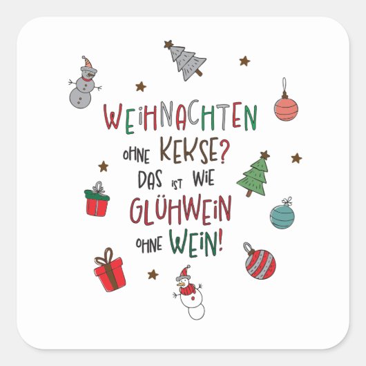 Lustiger Weihnachtsaufkleber Vierkante Sticker (Voorkant)