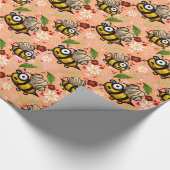 Lustiges Bienchen – helles orange Cadeaupapier (Hoek)