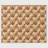 Lustiges Bienchen – helles orange Cadeaupapier (Vlak)