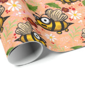 Lustiges Bienchen – helles orange Cadeaupapier (Rol Hoek)