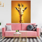 Lustiges Giraffenportrait Canvas Afdruk (Insitu (Woonkamer))