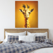 Lustiges Giraffenportrait Canvas Afdruk (Insitu (Slaapkamer))