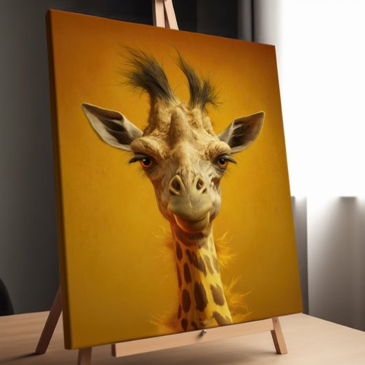 Lustiges Giraffenportrait Canvas Afdruk