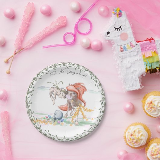 Lustiges Ostergeschirr mit Pferd und Osterhase Papieren Bordje (Feest)