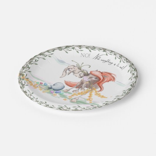 Lustiges Ostergeschirr mit Pferd und Osterhase Papieren Bordje (Gekanteld)