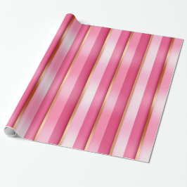 Lustrous Elegance Berry Roze en Goud Gestreept Cadeaupapier