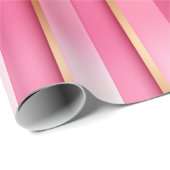 Lustrous Elegance Berry Roze en Goud Gestreept Cadeaupapier (Rol Hoek)