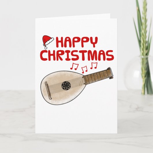 Lute Christmas Kaart Lutenist Folk Musician (Voorkant)