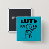 Lute Play Boy Vierkante Button 5,1 Cm (Voorkant /achterkant)