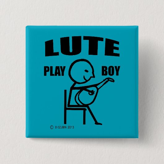 Lute Play Boy Vierkante Button 5,1 Cm (Voorkant)