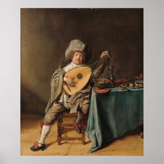 Lute Player - Jan Miense Molenaer Fine Art Poster (Voorkant)