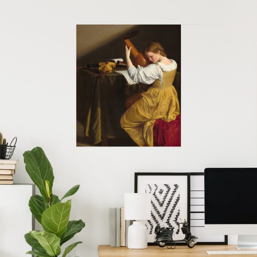 Lute Player - Orazio Gentileschi Fine Art Poster (Thuiskantoor)