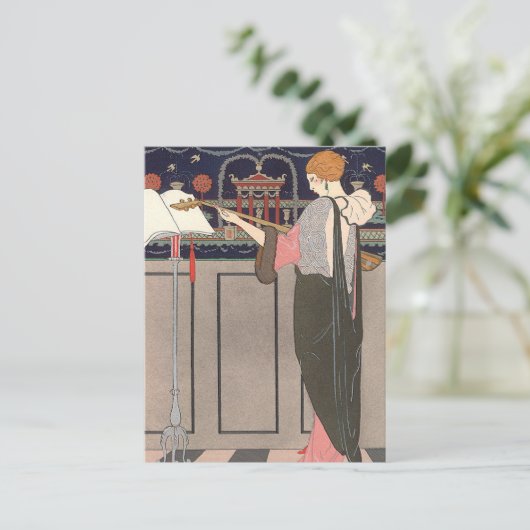Lute Player van George Barbier Briefkaart (Staand voorkant)
