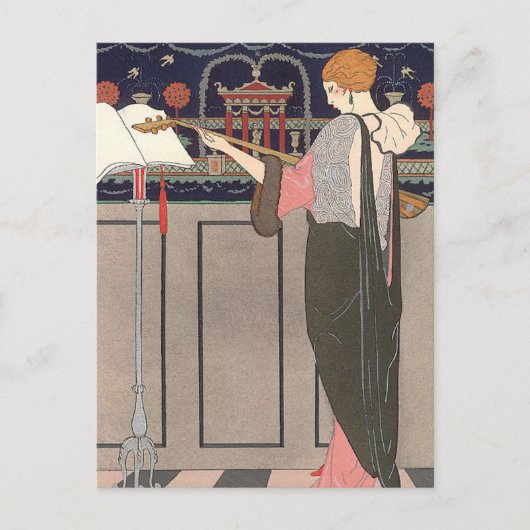 Lute Player van George Barbier Briefkaart (Voorkant)