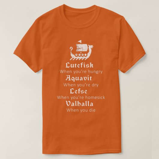 Lutefisk Aquavit Lefse Valhalla Viking Scandinavia T-shirt (Design voorkant)