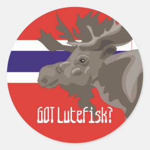 Lutefisk eland gekregen Funny Noors Ronde Sticker