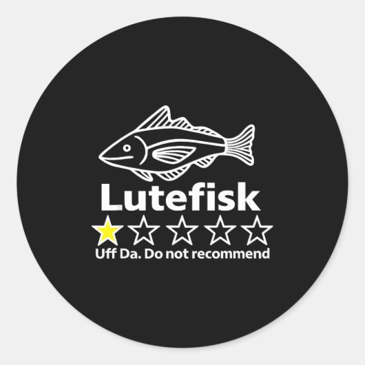 Lutefisk Highly Recommend Funny For Men Women  Ronde Sticker (Voorkant)