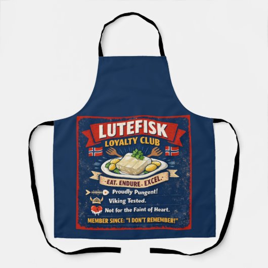 Lutefisk Loyalty Club Norwegian Apron Schort (Voorkant)
