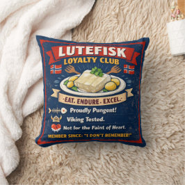 Lutefisk Loyalty Club Norwegian Throw Pillow Kussen