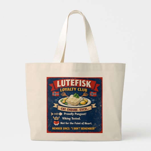 Lutefisk Loyalty Club Norwegian Tote Bag (Achterkant)