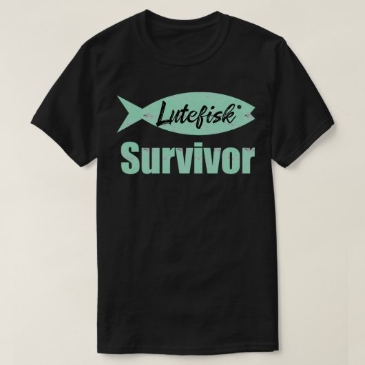 Lutefisk Survivor Funny Scandinavian Vist T-shirt (Design voorkant)