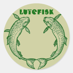 Lutefisk Vis Inblikken Jar STICKERS! Kalamojakka Ronde Sticker