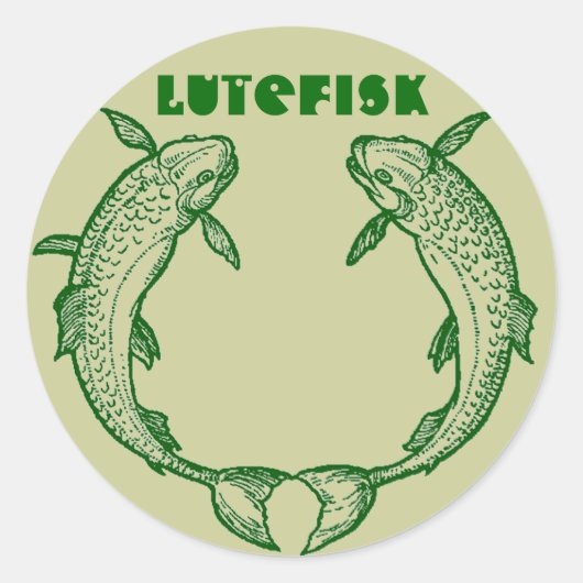 Lutefisk Vis Inblikken Jar STICKERS! Kalamojakka Ronde Sticker (Voorkant)