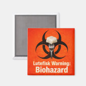 Lutefisk Waarschuwing: Biohazard – Grappig Scandin Magneet (Voorkant / Achterkant)