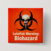 Lutefisk Warning: Biohazard – Funny Scandinavian Vierkante Button 5,1 Cm (Voorkant)