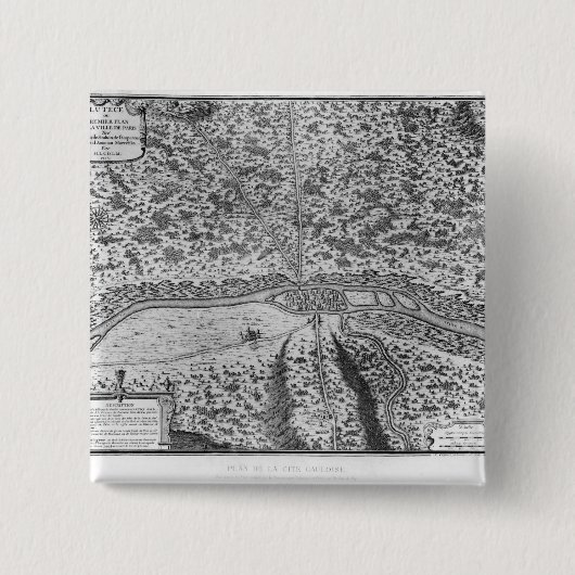 Lutetia of het eerste plan van Parijs Vierkante Button 5,1 Cm (Voorkant)