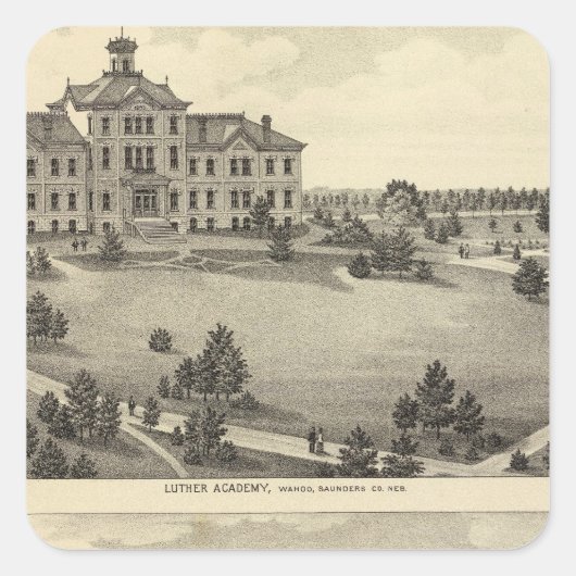 Luther Academy, Nebraska Vierkante Sticker (Voorkant)
