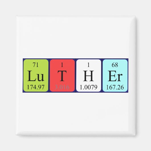 Luther periodiek table name magnet (Voorkant)
