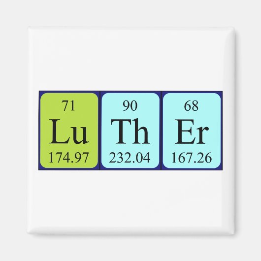 Luther periodiek table name magnet (Voorkant)