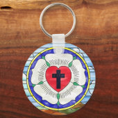 Luther Roos Glas in lood Basic Button Sleutelhange Sleutelhanger (Voorkant)