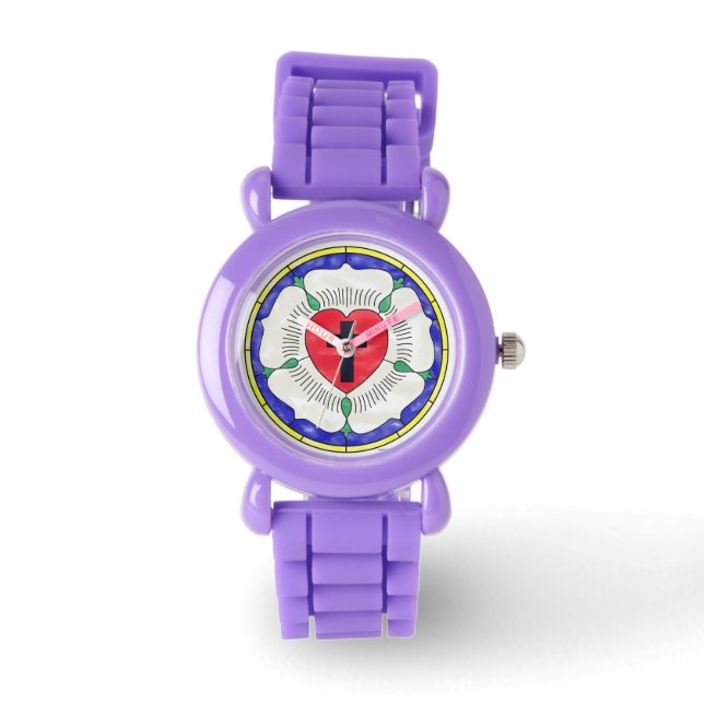 Luther Roos Glas in lood Venster Horloge (Voorkant)