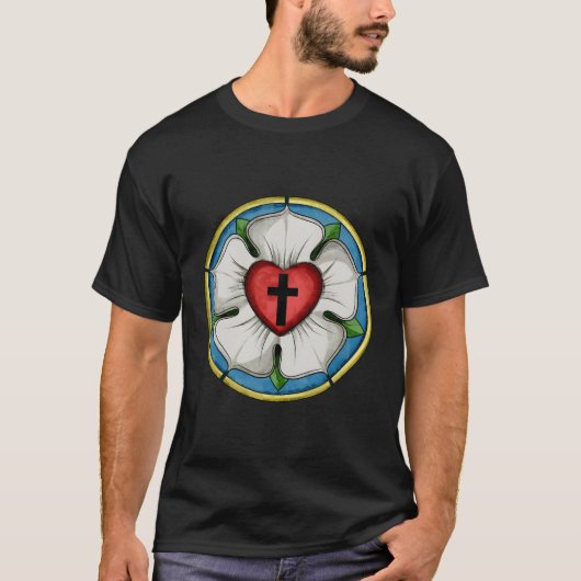 Luther Roos Zegel Lutherse Symbool Christelijk Kru T-shirt (Voorkant)