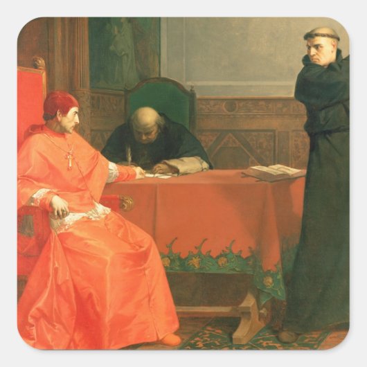 Luther voor kardinaal Cajetan Vierkante Sticker (Voorkant)