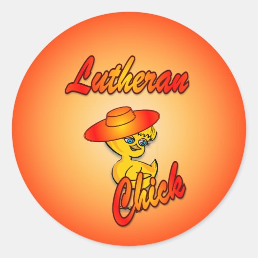Lutheran Chick #5 Ronde Sticker (Voorkant)
