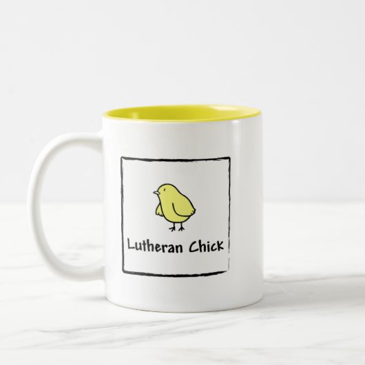 Lutheran Chick Tweekleurige Koffiemok (Links)