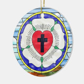 Lutherroos Gebrandschilderd Raam Keramisch Ornament (Links)